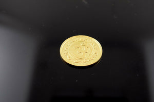 22K Yellow Solid Gold Religious Coin Handmade OM Glossy Finish - Royal Dubai Jewellers
