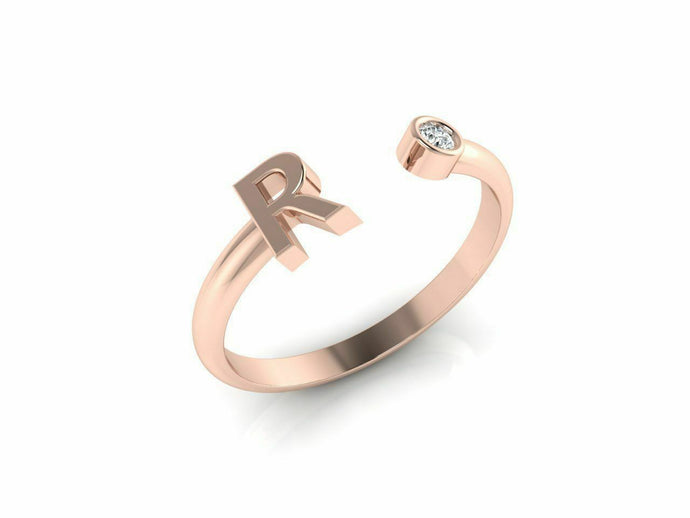 18k Ring Sold Rose Gold Ladies Jewelry Simple R Letter Design CGR49R - Royal Dubai Jewellers
