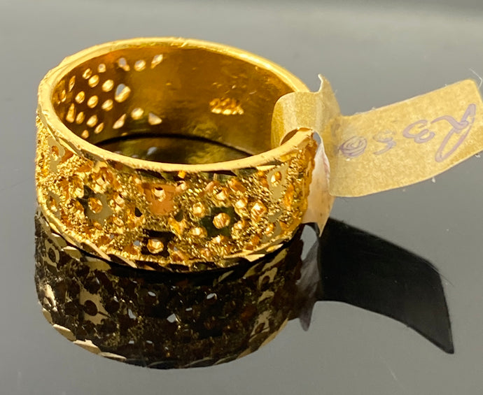22k solid Gold Ladies Designer Thick Diamond Cut Band Ring R3504 - Royal Dubai Jewellers