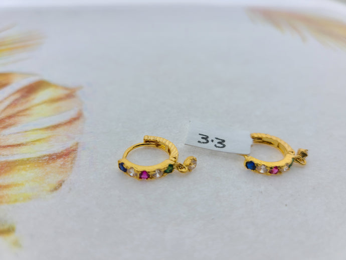22K Solid Gold Multicolored Clip Ons E22303 - Royal Dubai Jewellers