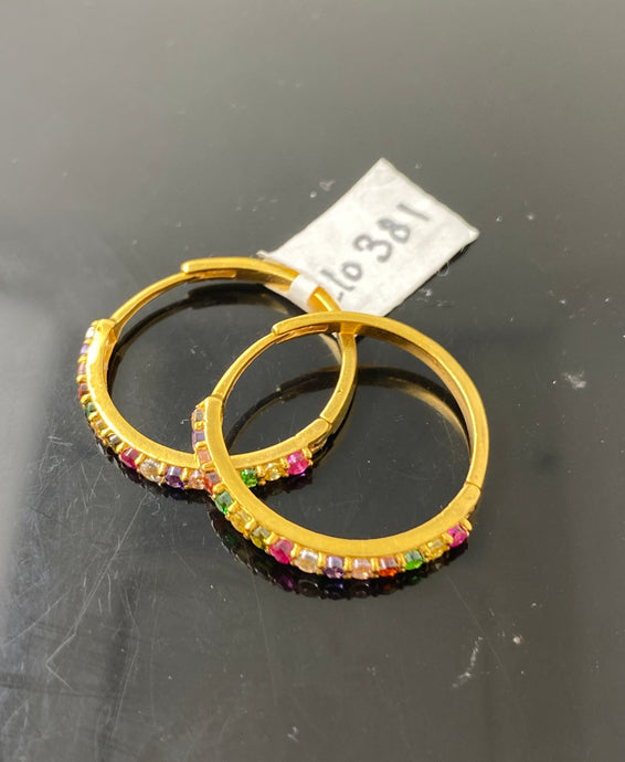 22K Solid Gold Multicolored Hoops E10381 - Royal Dubai Jewellers