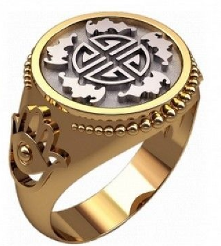 Custom Handmade Elegant Men Ring Unique Modern Asian Symbol Design 30381 - Royal Dubai Jewellers