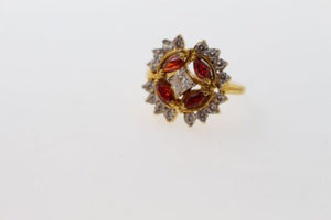22k Ring Solid Gold Elegant Antique Orange Topaz Stone Band Ring Size 7 au - Royal Dubai Jewellers