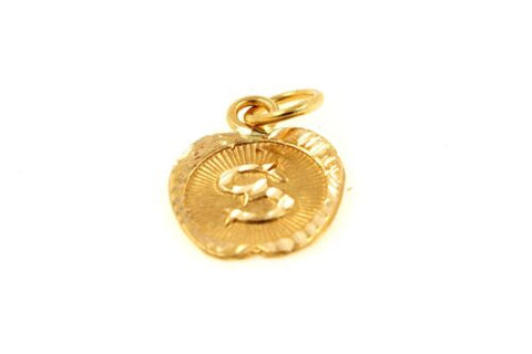 22k 22ct Solid Gold Charm Letter S Pendant Apple Design p1201 ns - Royal Dubai Jewellers