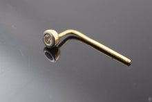 Authentic 18K Yellow Gold L-Shaped Nose Pin Stud Round-Cut-Diamond VS2 n058 - Royal Dubai Jewellers