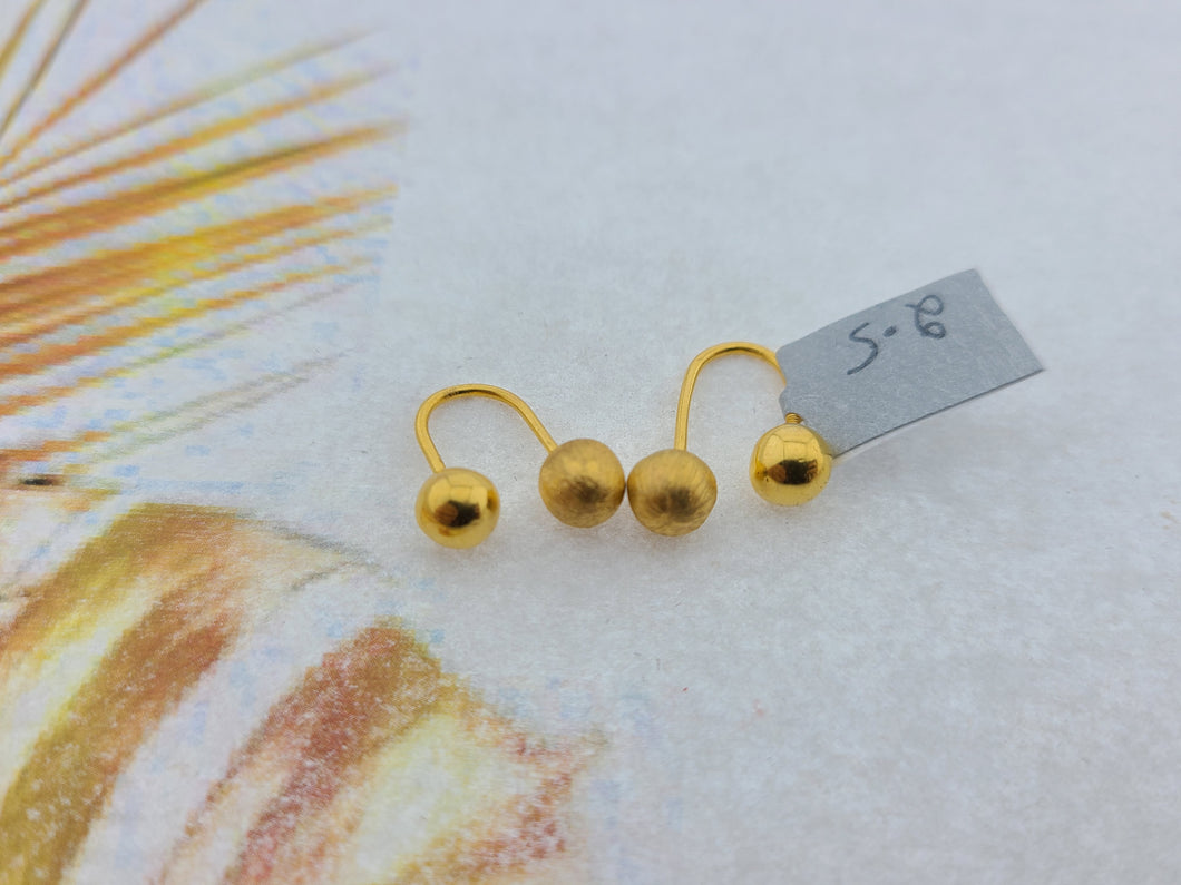 22K Solid Gold Studs With Beads E22769 - Royal Dubai Jewellers