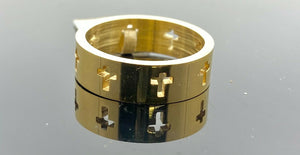22k Ring Solid Gold ELEGANT Simple Cross High Polished Band r2093zz - Royal Dubai Jewellers