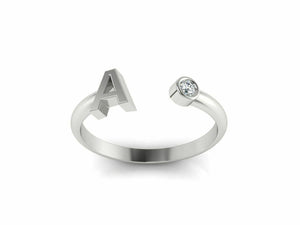 18k Ring Sold White Gold Ladies Jewelry Simple A Letter Design CGR47W - Royal Dubai Jewellers