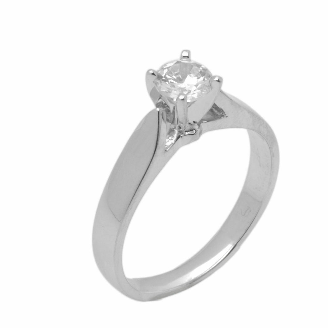 18k Solid Gold Elegant ladies Modern Tapered Round Solitaire Ring D2028v - Royal Dubai Jewellers