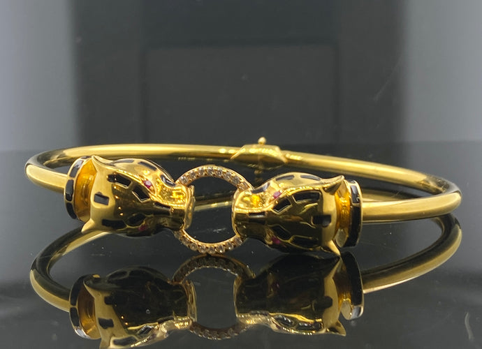 22K Solid Gold Bangle With Panther Style Cuff B7251 - Royal Dubai Jewellers