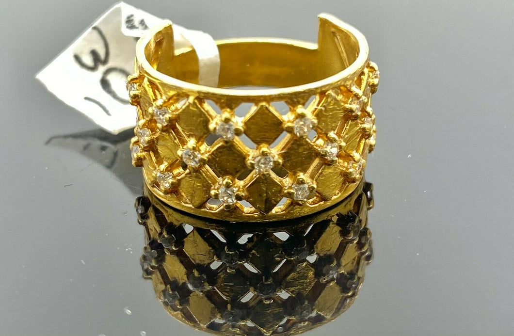 22k Ring Solid Gold ELEGANT Charm Ladies Wide Band SIZE 7.25 