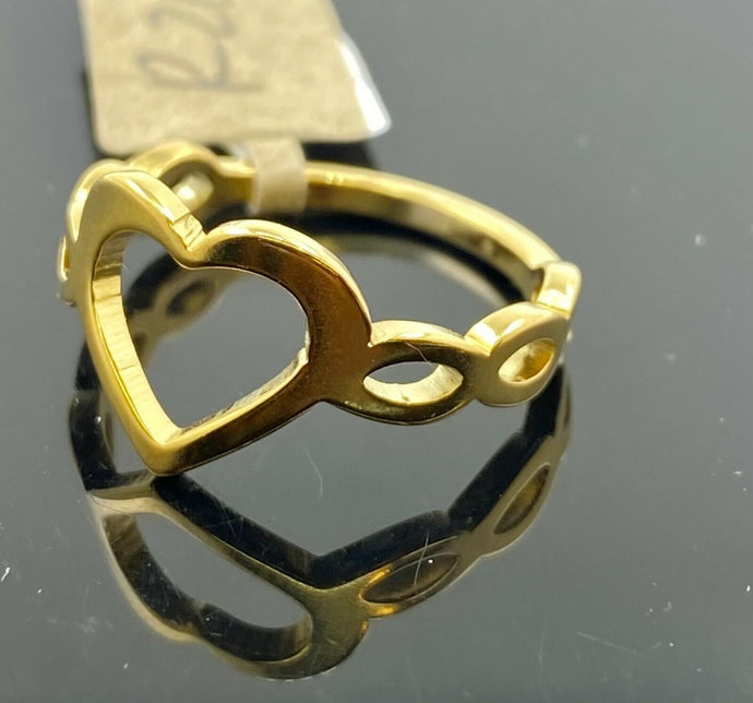 22k Ring Solid Gold ELEGANT Charm Heart Shape Cutout Design Ladies Band r2102zz - Royal Dubai Jewellers