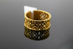 22k Ring Solid Gold Elegant Cross Section Filigree Ladies Ring Size R2026 mon - Royal Dubai Jewellers