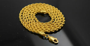 22k Chain Yellow Solid Gold Chain Necklace SImple Rope Design 0.10mm c182 mf - Royal Dubai Jewellers
