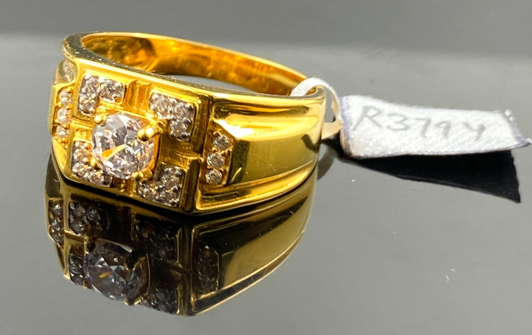 22k Solid Gold Men's Designer Zircon Wedding Ring R3794 - Royal Dubai Jewellers