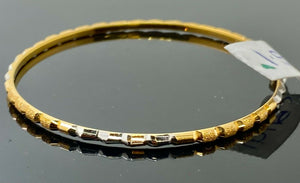21k Bangle Solid Gold Elegant Children Two Tone Design CB1140 - Royal Dubai Jewellers