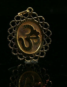 22k Pendant Solid Gold ELEGANT Classic Religious Hindu OM Pendant p4070 - Royal Dubai Jewellers