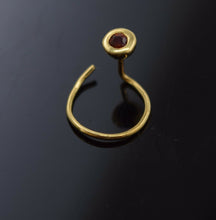 Authentic 18K Yellow Gold Nose Pin Ring Brown Birth Stone January n121 - Royal Dubai Jewellers