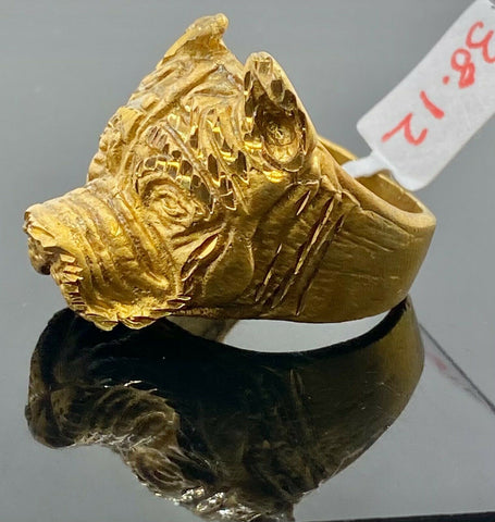 22k Ring Solid Gold ELEGANT Bull Dog Face Men Band r2492 - Royal Dubai Jewellers