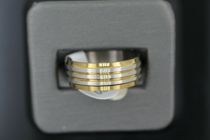 18k Solid Gold Elegant Ladies Modern Disc Finish Band Ring R9203m - Royal Dubai Jewellers