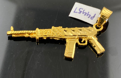 22K Solid Gold Machine Gun Pendant P4457 - Royal Dubai Jewellers