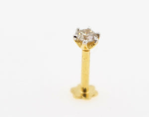 Authentic 18K Yellow Gold Charm Nose Pin Stud Diamond VS2 n301 - Royal Dubai Jewellers