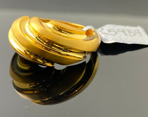 21k Solid Gold Ladies Designer Spiral Plain Dimond Cut Design Ring R5959 - Royal Dubai Jewellers