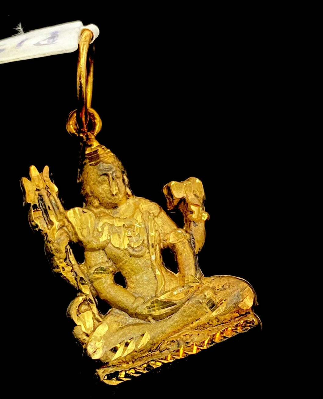 22k Solid Gold ELEGANT Simple Diamond Cut Religious Lord Shiva Pendant P1522 - Royal Dubai Jewellers