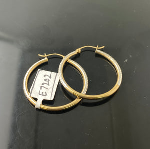 10k solid Gold Ladies Designer Diamond Cut Hoop Earrings E7202z - Royal Dubai Jewellers