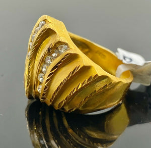 22k Ring Solid Gold ELEGANT Unique Diamond Cutting Design Ladies Band r2179 - Royal Dubai Jewellers