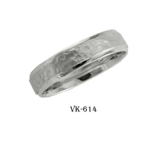 14k Solid Gold Elegant Ladies Modern Hammer Finish Flat Band 5mm Ring VK614v(W) - Royal Dubai Jewellers