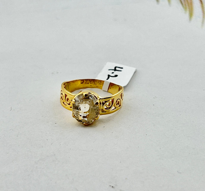 22K Solid Gold Zircon Ring R8202 - Royal Dubai Jewellers