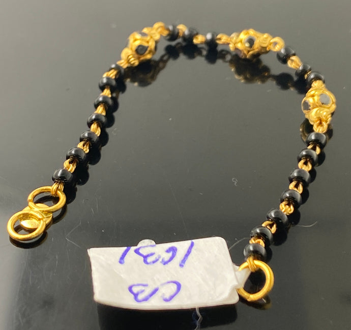 22K Solid Gold Black Beads Bracelet CB1631 - Royal Dubai Jewellers