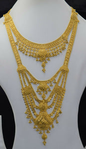 22k Bridal Set Beautiful Solid Gold Ladies Traditional Long Set Design LS1025 - Royal Dubai Jewellers