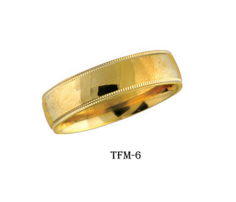 14k Solid Gold Elegant Ladies Modern Shinny Finish Flat Band Ring TFM-6v - Royal Dubai Jewellers