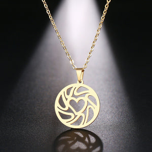 Solid Gold Spiral Heart Pendant with High Polished Finishing SP20 - Royal Dubai Jewellers