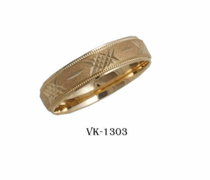 14k Solid Gold Elegant Ladies Modern Sandstone Finish Flat Band 5mm Ring VK1303v - Royal Dubai Jewellers