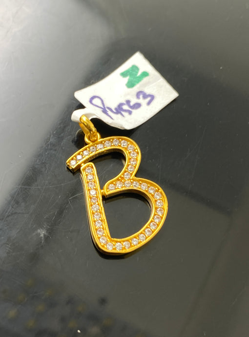 22K Solid Gold Letter B Pendant P4563z - Royal Dubai Jewellers