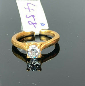 22k Ring Solid Gold ELEGANT Woman Solitaire Band SIZE 4 "RESIZABLE" r2450 - Royal Dubai Jewellers