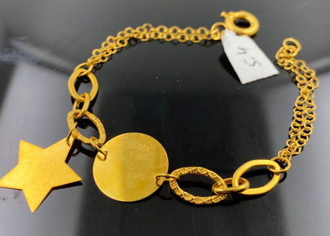 21k Solid Gold Elegant Ladies Bracelet with Star Charm B763 - Royal Dubai Jewellers