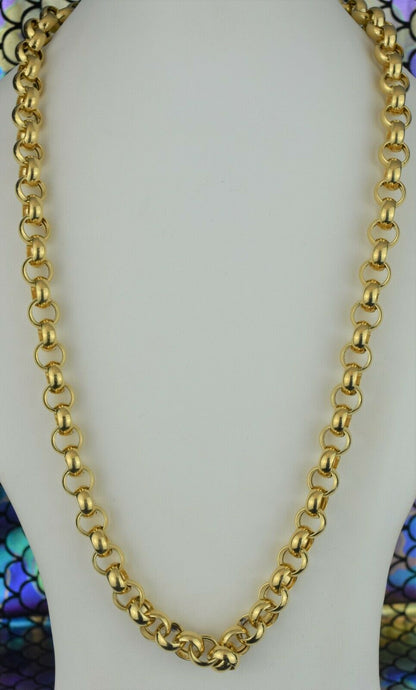 18k Chain Solid Gold Simple Elegant Long Rolo Link Design C027 - Royal Dubai Jewellers