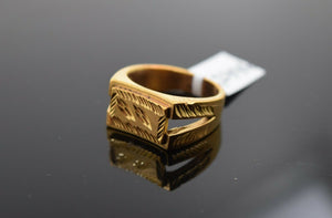22k Ring Solid Gold ELEGANT Charm Mens Leaf Band SIZE 7.50 "RESIZABLE" r2446 - Royal Dubai Jewellers