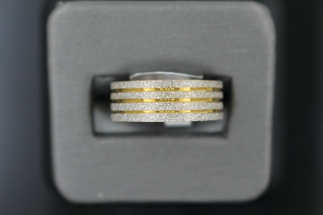 18k Solid Gold Elegant Ladies Modern Sand Finish Band Ring R9205m - Royal Dubai Jewellers