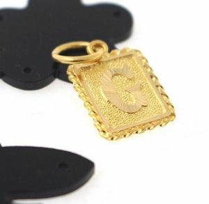 22k 22ct Solid Yellow Gold Exquisite RECTANGLE SHAPE LETTER "G" Pendant P796 - Royal Dubai Jewellers