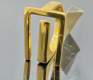 22k Ring Solid Gold ELEGANT Modern Hight Polished E shape Ladies Band r2383z - Royal Dubai Jewellers