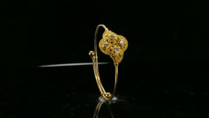 22k Bangle Solid Gold Simple kids Two Tone Filigree Adjustable Bangle cb1340 - Royal Dubai Jewellers