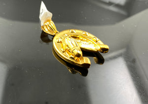 22k Pendant Solid Gold Lucky Horse Shoe P3238 - Royal Dubai Jewellers