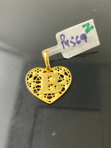 21K Solid Gold Letter B With Heart Pendant P4569z - Royal Dubai Jewellers