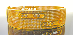 22K Solid Gold Crystal Bangle Bracelet BR6084 - Royal Dubai Jewellers