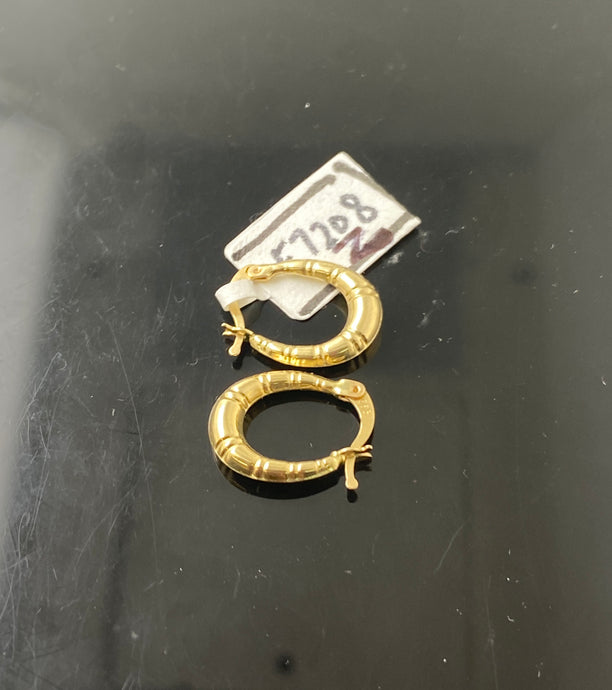 10k Solid Gold Designer Diamond Cut Hoop Earrings E7208z - Royal Dubai Jewellers